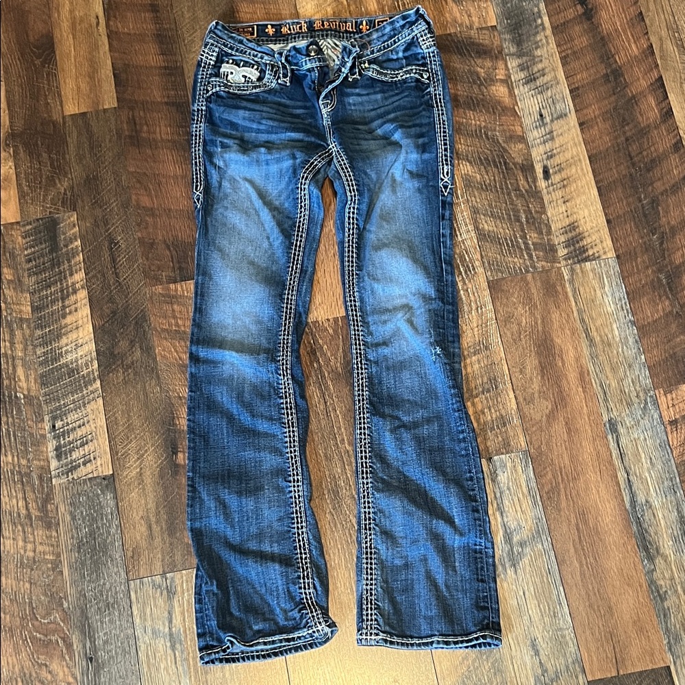 Rock Revival Jeans with White Stitching - Picture 2 of 4